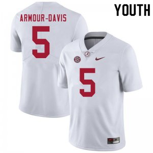 NCAA Youth Alabama Crimson Tide #5 Jalyn Armour-Davis Stitched College 2020 Nike Authentic White Football Jersey KR17V61DI